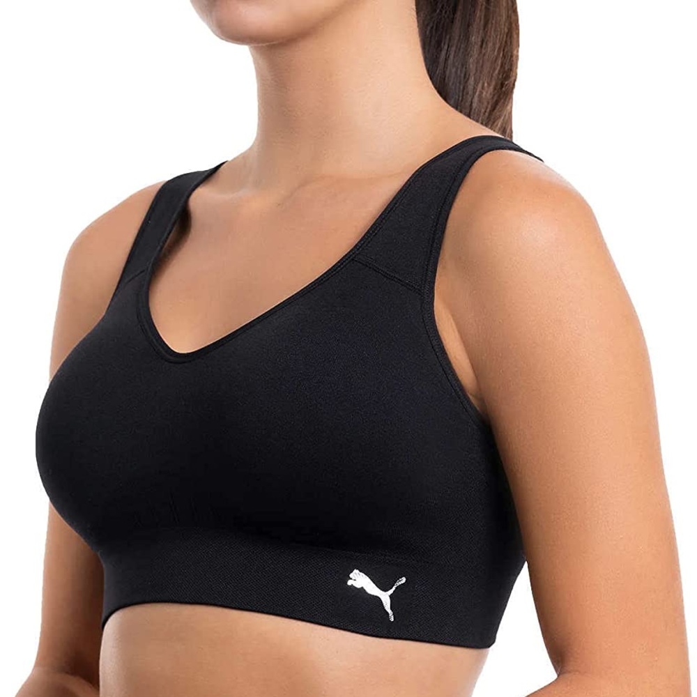 Puma 2 pack size Medium Seamless Sports Bra Performance Color Black & Grey
